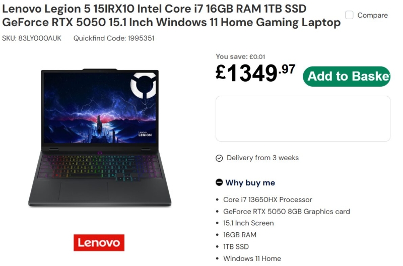 Nvidia скоро представит мобильную GeForce RTX 5050 — ноутбуки с ней уже показались в магазинах